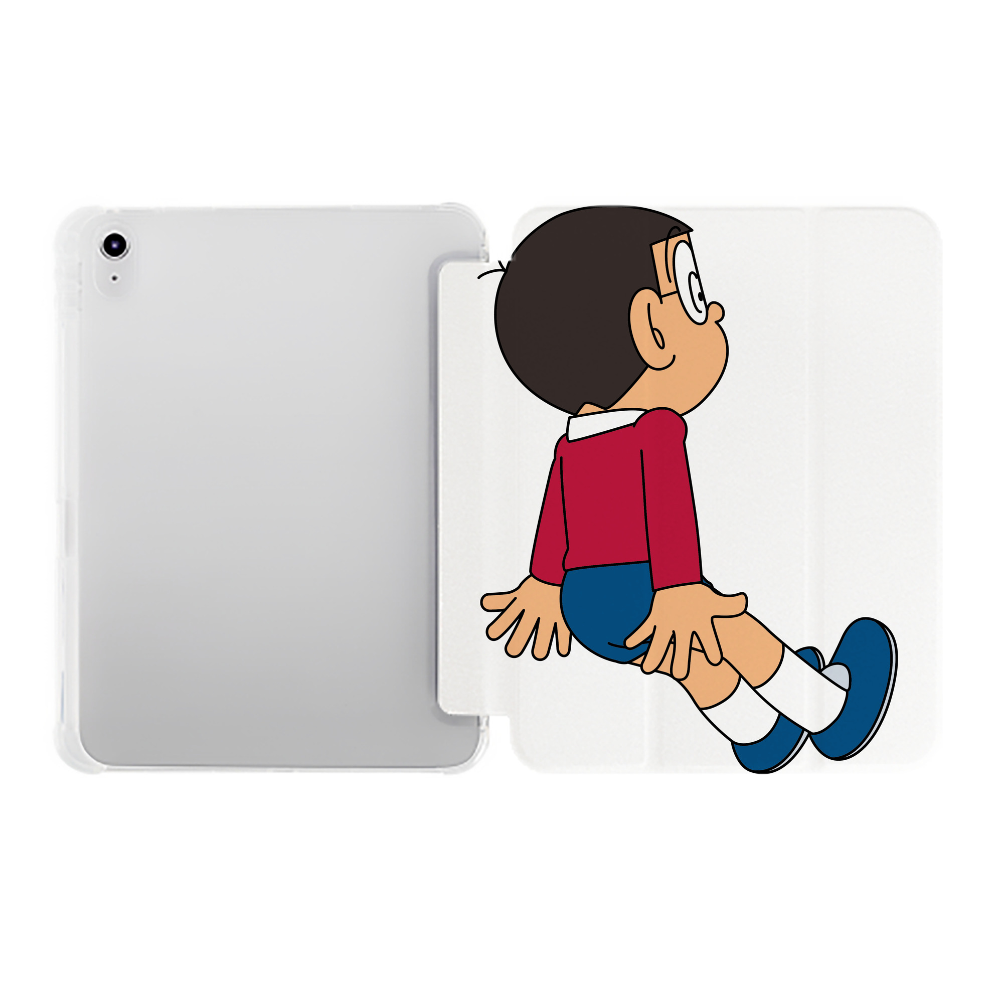 （画像用） ドラえもん 野比 のび太 Doraemon Nobita Nobi IPad ケース ペン収納付き 三つ折りスタンド PUレザー×シリコン 対応機種9.5/10.5/10.9インチ